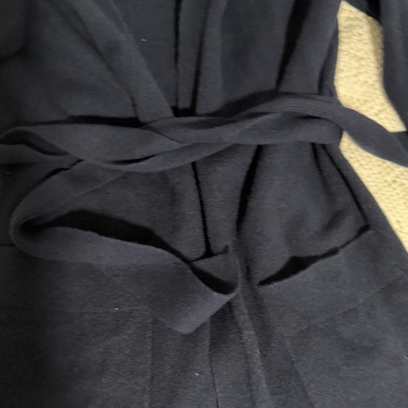 LOFT Navy Hooded Cardigan With Belt - Picture 3 of 3